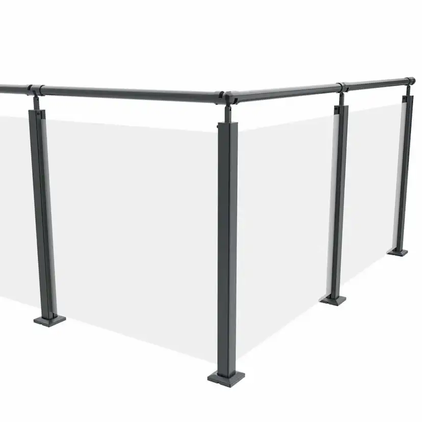 Lock Landskap Stolpfot Glasräcke Alu Kvadrat Antracit