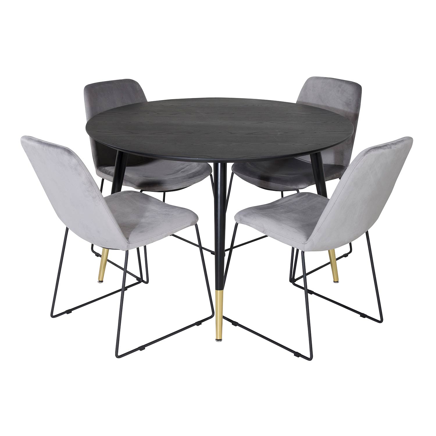 Dipp Table - - Black / Black Brass+Muce Chair - - Grey Velve Svart/Mässing/Grå