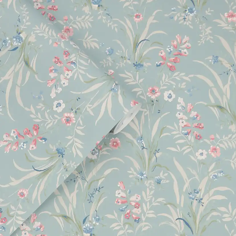 Tapet Laura Ashley Mosedale Posy Dark Duck Egg Blå 122751
