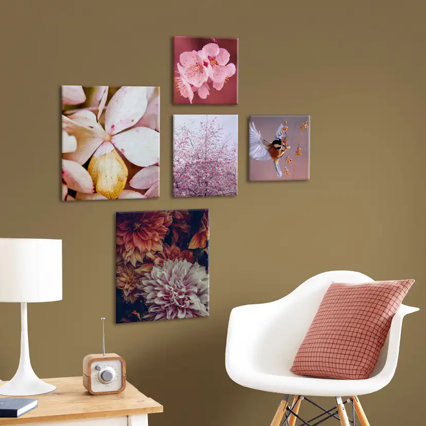 Canvastavla Art For The Home Set av 5 Soft Temptation Ett hav av Blommor 80x60cm