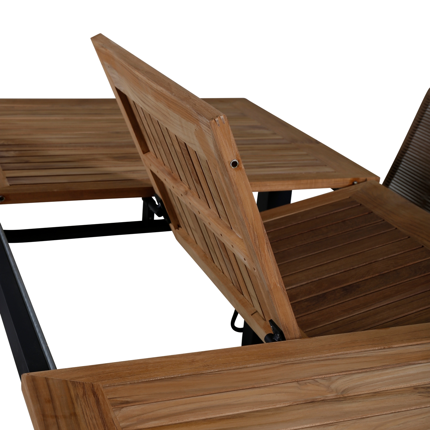 Panama Table 152/210 - Black/Teak+Lindos Stacking Chair - Bl Latte