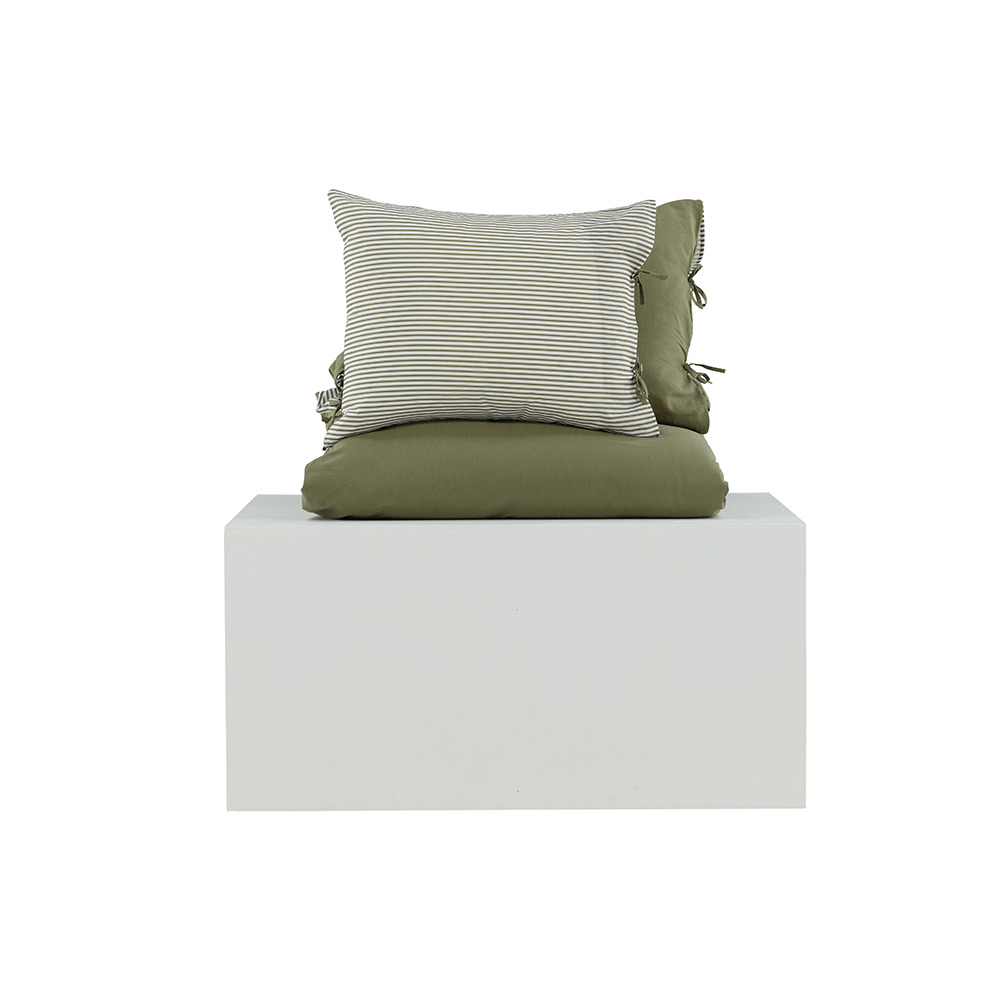 Jenna Bed Set Linen Cotton Green 240x220 cm Färg: Mörkgrön, Mått: 240x220 cm