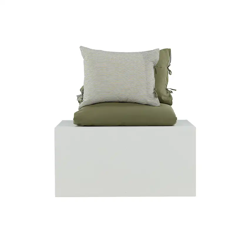 Jenna Bed Set Linen Cotton Green 240x220 cm Färg: Mörkgrön, Mått: 240x220 cm