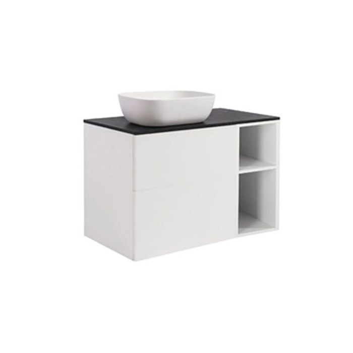A IS60+30Ö MVIT BS SV+TS REKVI Färg: Mattvit, Färg Tvättställ: Vit, Färg Bänkskiva: Svart, Rektangulär Form, Storlek: 740x908 mm