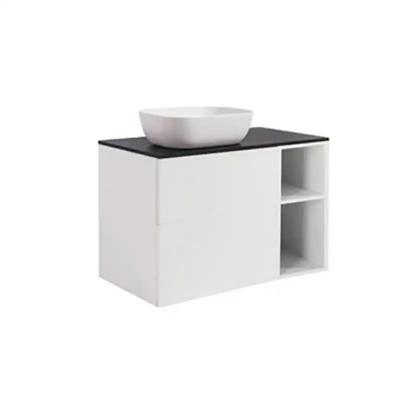 A IS60+30Ö MVIT BS SV+TS REKVI Färg: Mattvit, Färg Tvättställ: Vit, Färg Bänkskiva: Svart, Rektangulär Form, Storlek: 740x908 mm