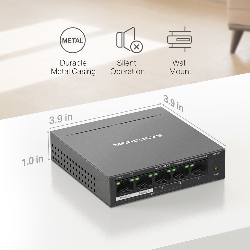 Desktop Switch Mercusys MS105GP 5-Port Gigabit with 4-Port PoE+