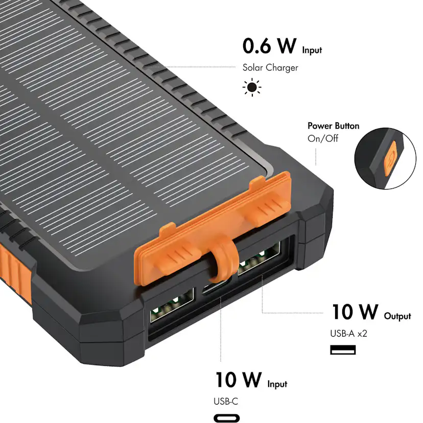 Solcells-Powerbank LogiLink 6000mAh 2xUSB-A 10W