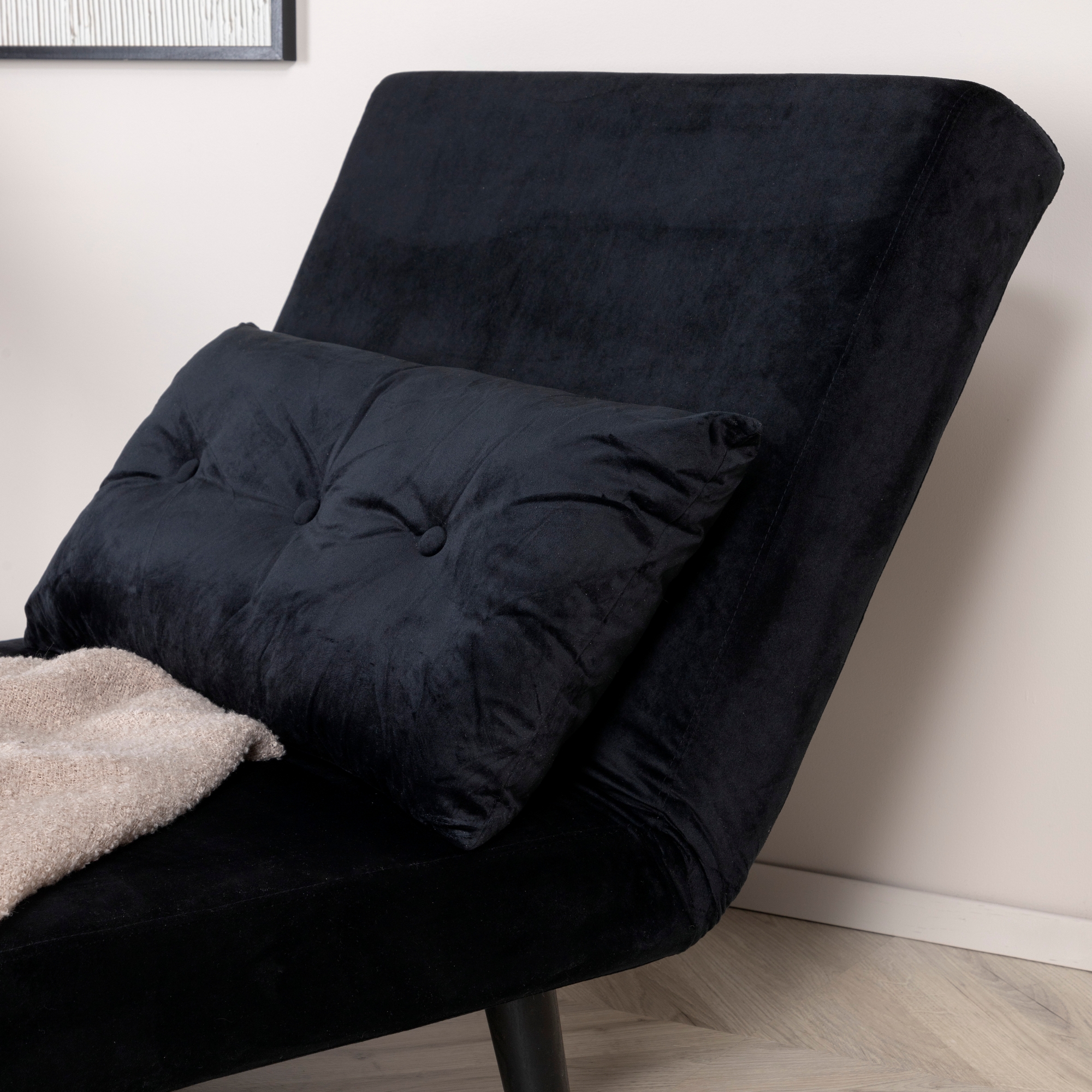Vicky Folding Bed Single - Black / Black Velvet Svart