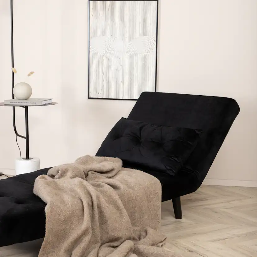 Vicky Folding Bed Single - Black / Black Velvet Svart