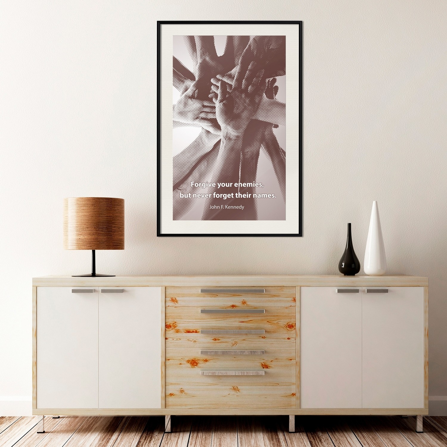 Affisch - Forgive Your Enemies, But Never Forget Their Names Svart ram med passepartout, 20x30 cm