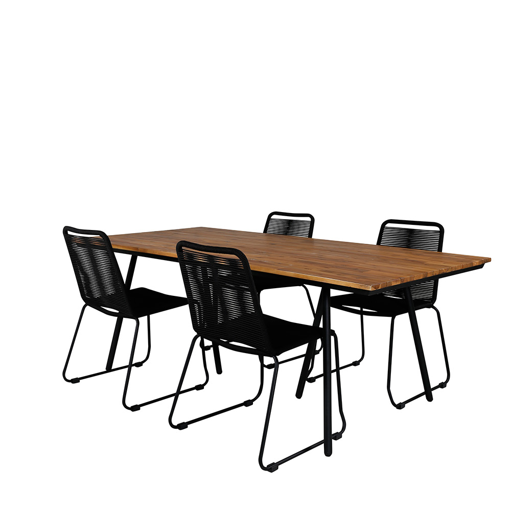 Matgrupp Venture Home Chane med 4 Lumi Stapelbara Matstolar
