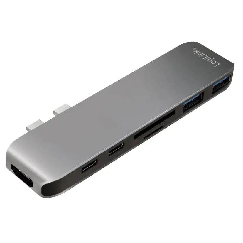 Adapter LogiLink Dual USB-C 7-in1 Hub PD 100W