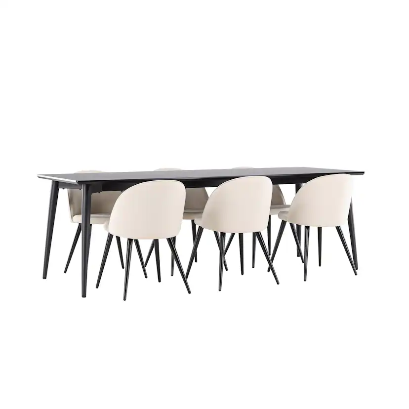 Matgrupp Venture Home Ellis 230 med 6 st Velvet Stolar