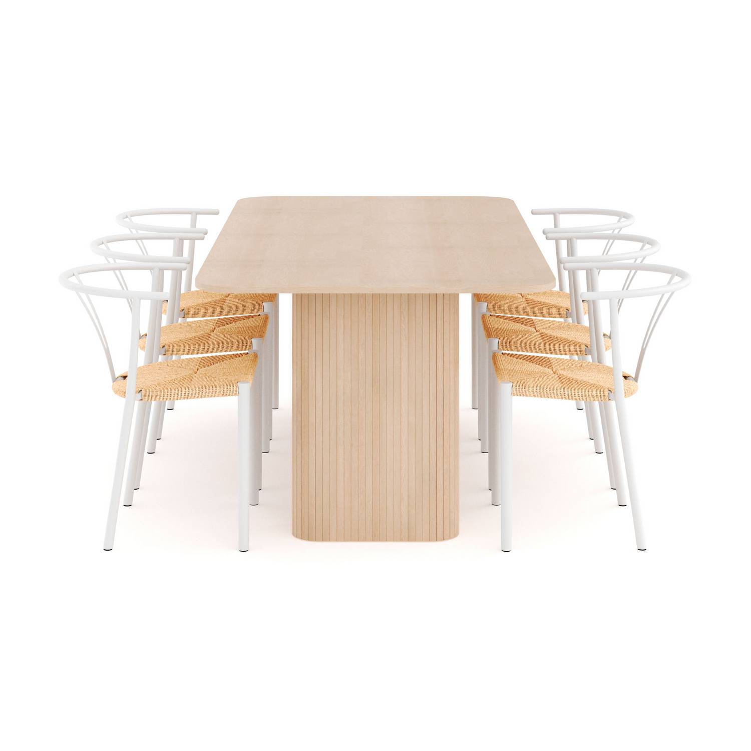 Matgrupp Bark Kopparbo Rektangulärt Matbord 200-260 cm Förlängningsbartt med 6 Elysia Matstol