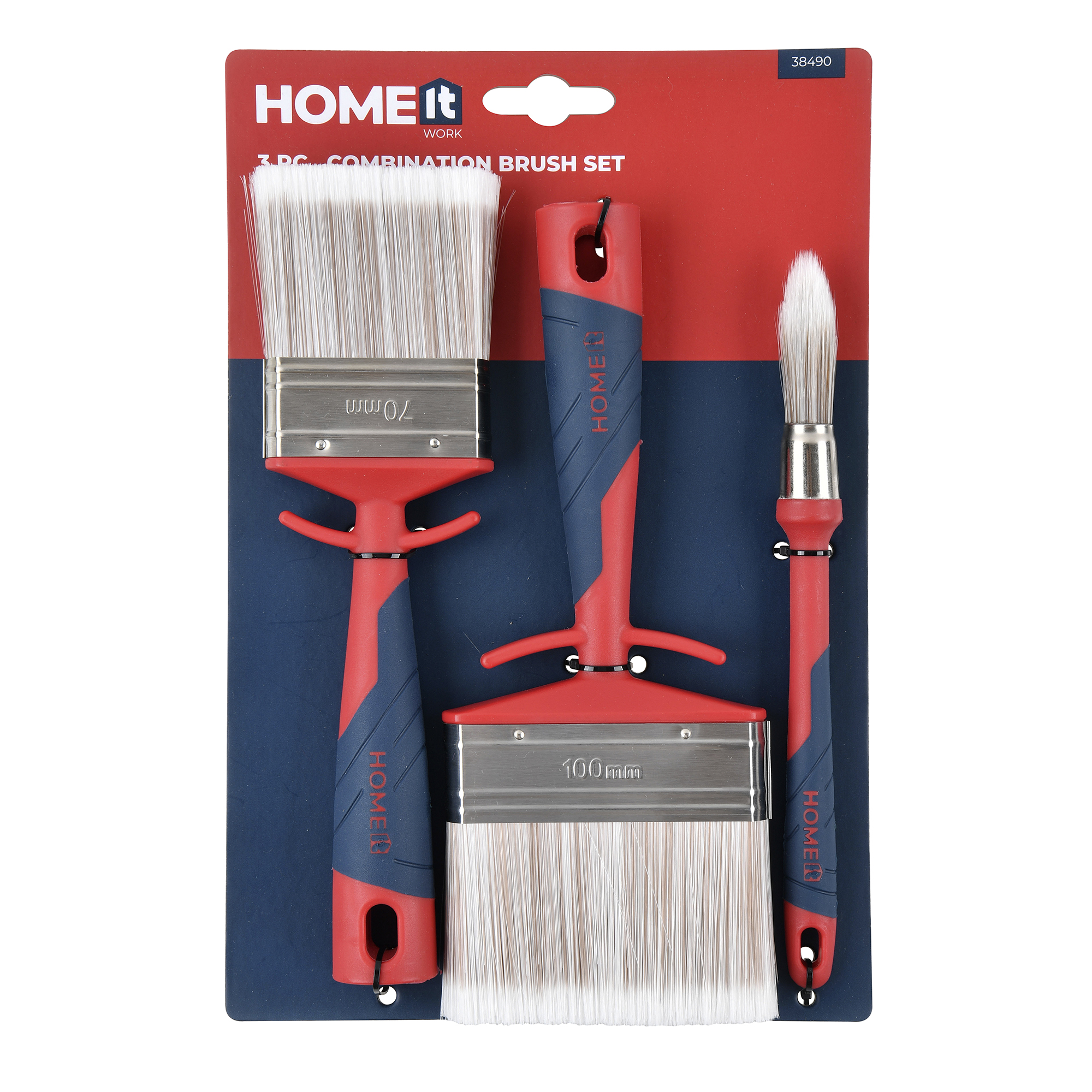 Pensel Home It Set Med 1 Rund Ø 18 mm och 2 Platta 70/100 mm