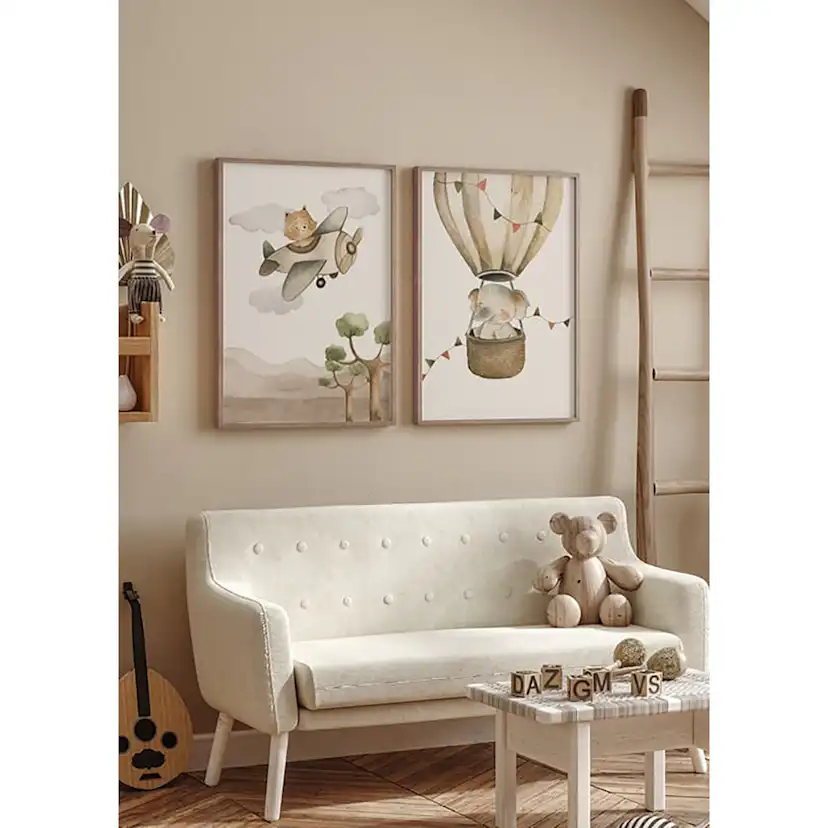 Poster Gallerix Elephant In Hot Air Balloon