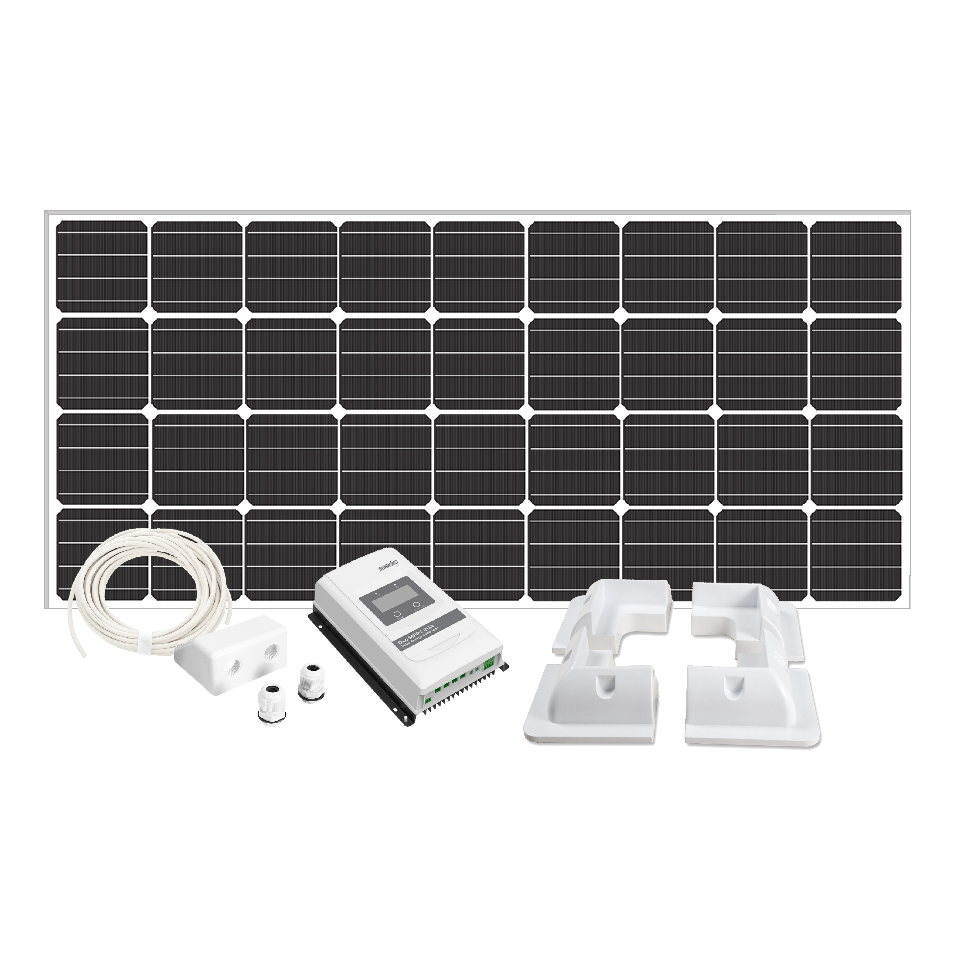 Solcellspaket Sunwind Caravan 200W MPPT, hörn