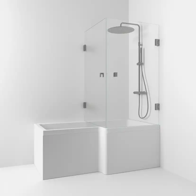 180° Hörndusch bad Rak 83x140x83 Bl.svart/Klar Profil: Blyertssvart, Klarglas