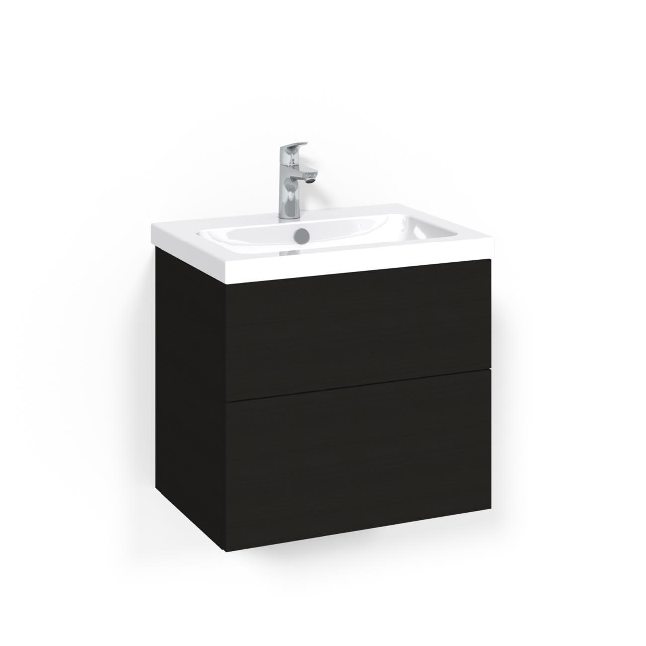 Crown Kom 60x45 Sv.Ek Pl L45 Bredd 600 mm, Svart Ek, Utan handtag, Enkelt tvättställ