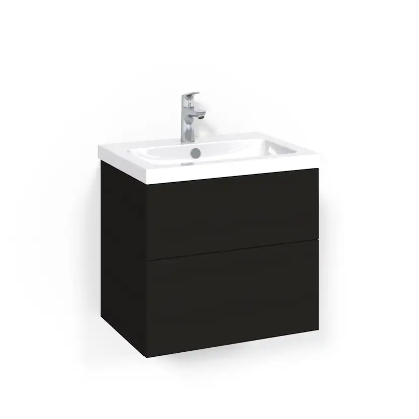 Crown Kom 60x45 Sv.Ek Pl L45 Bredd 600 mm, Svart Ek, Utan handtag, Enkelt tvättställ