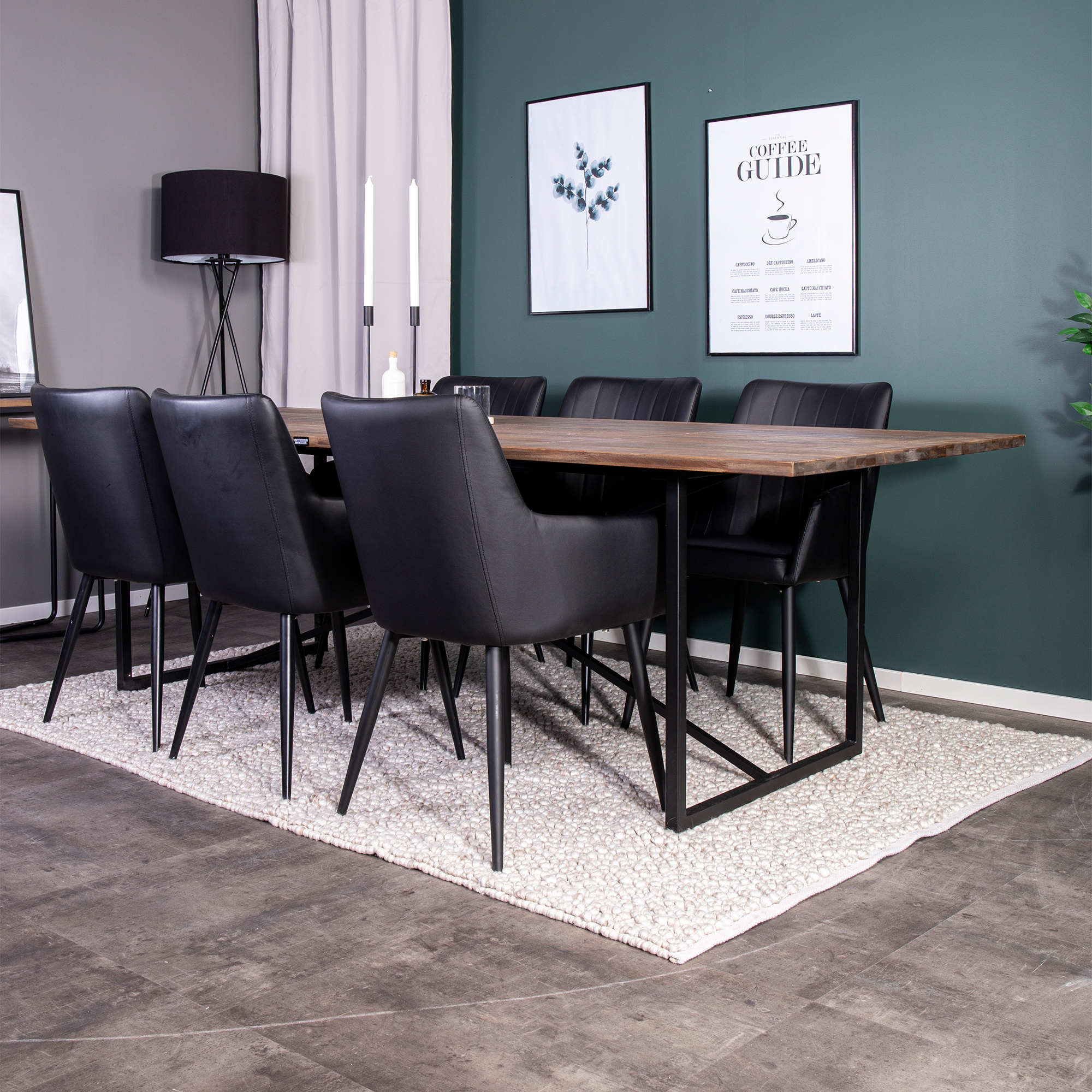 Matgrupp Venture Home Peo med 6 Corina Stolar Läder