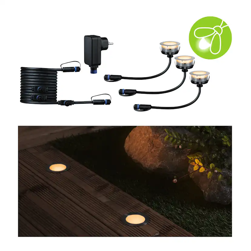 LED Infälld Markbelysning Paulmann Plug & Shine Floor Profil Spot Insektsvänlig IP67 2W 3-pack med Kabel & Transformator