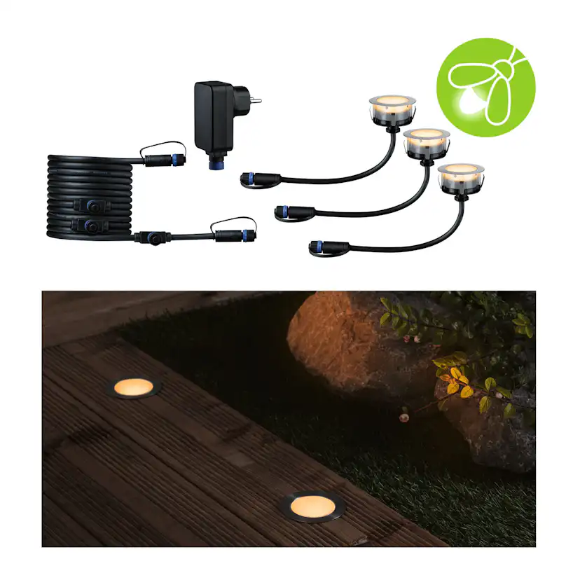 LED Infälld Markbelysning Paulmann Plug & Shine Floor Eco IP67 24V 3-pack med Kabel & Transformator