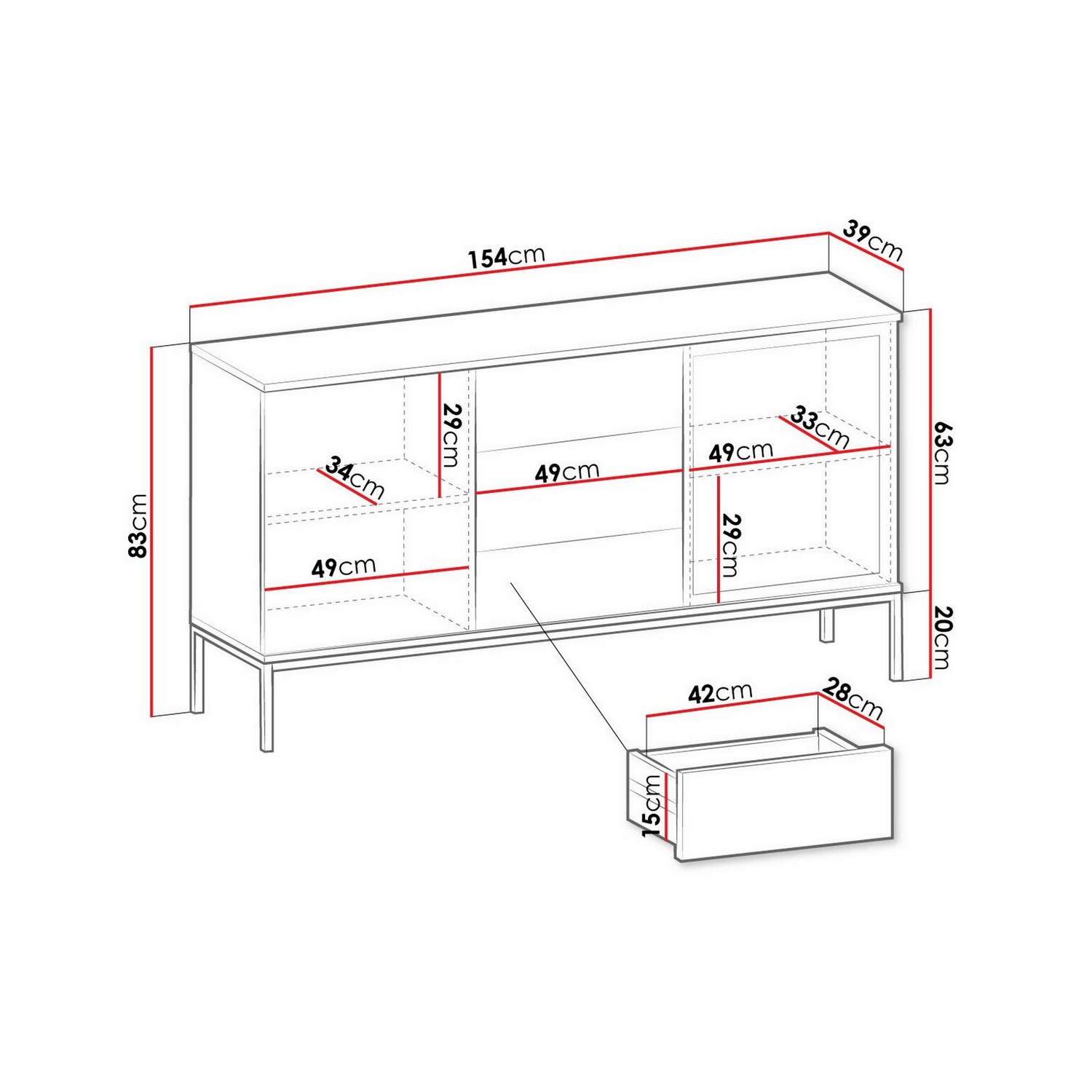 Vitrinskåp Scandinavian Choice Klinkerville med Belysning 154x83x39 cm
