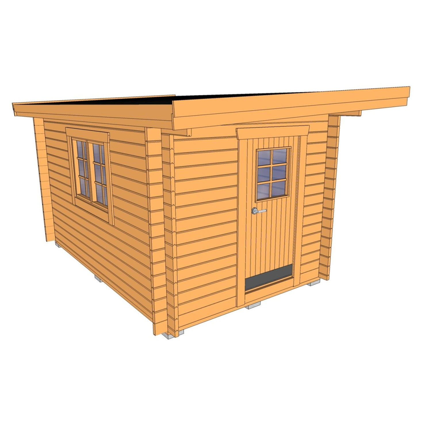 Friggebod Baseco Gauto Förgård 10 m² Timrad Stuga med Pulpettak