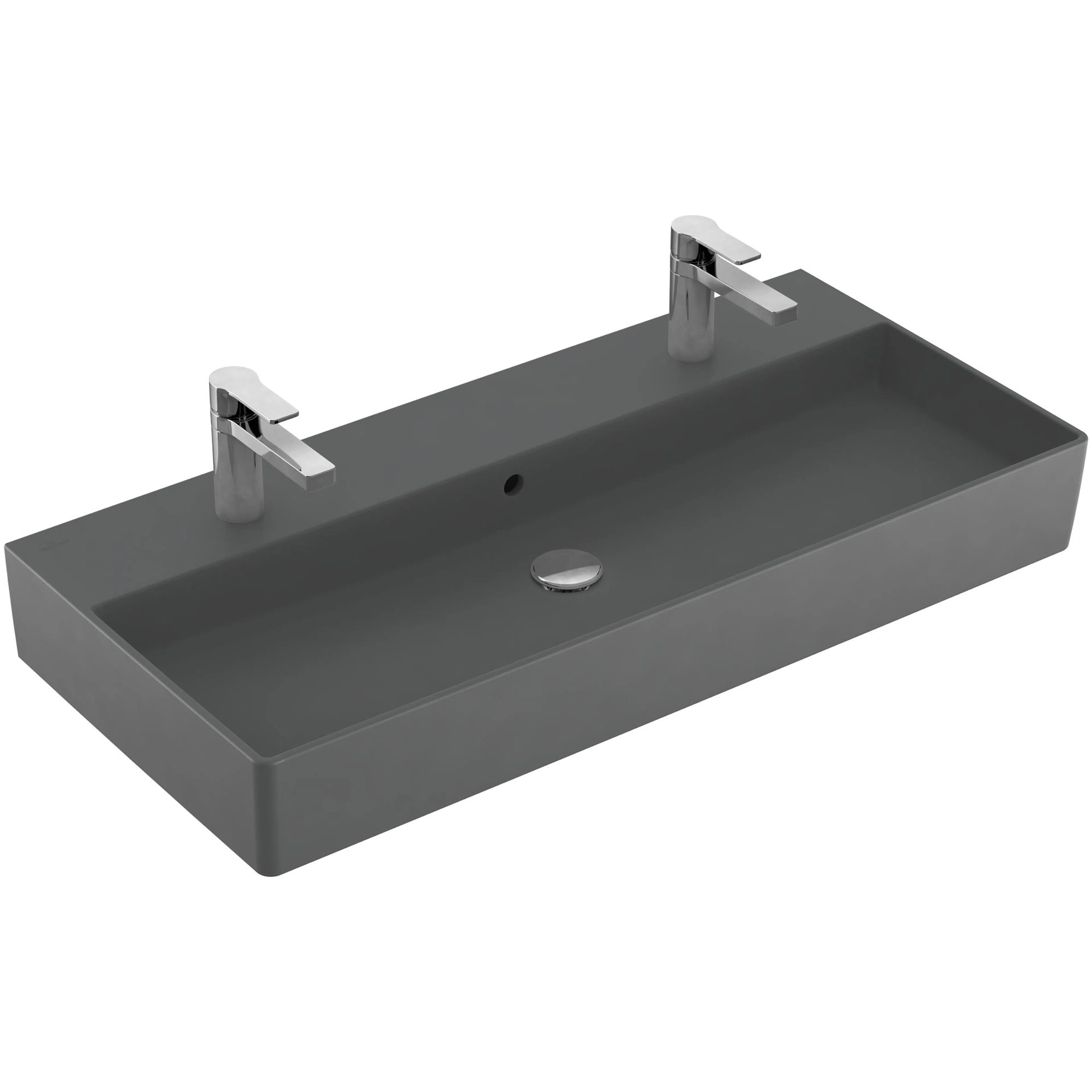Tvättställ villeroy & Boch Memento 2.0 4A221LI4 Graphite CeramicPlus, Med Bräddavlopp, 1000 mm, Med 2 Blandarhål, för Två Enhålsblandare