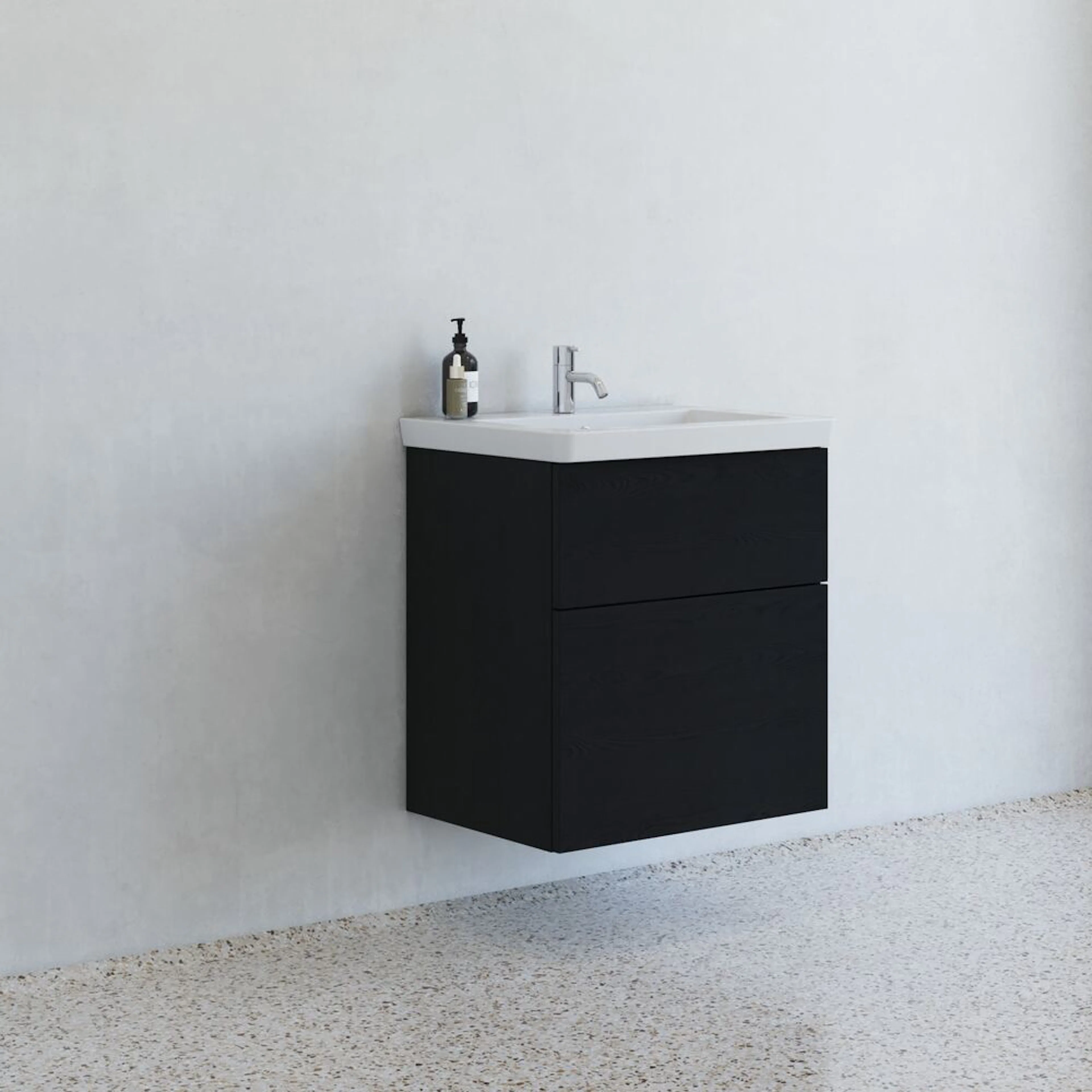 62,7 cm Larghetto set H64, 2 lådor, svart ek 627 mm, Svart Ek