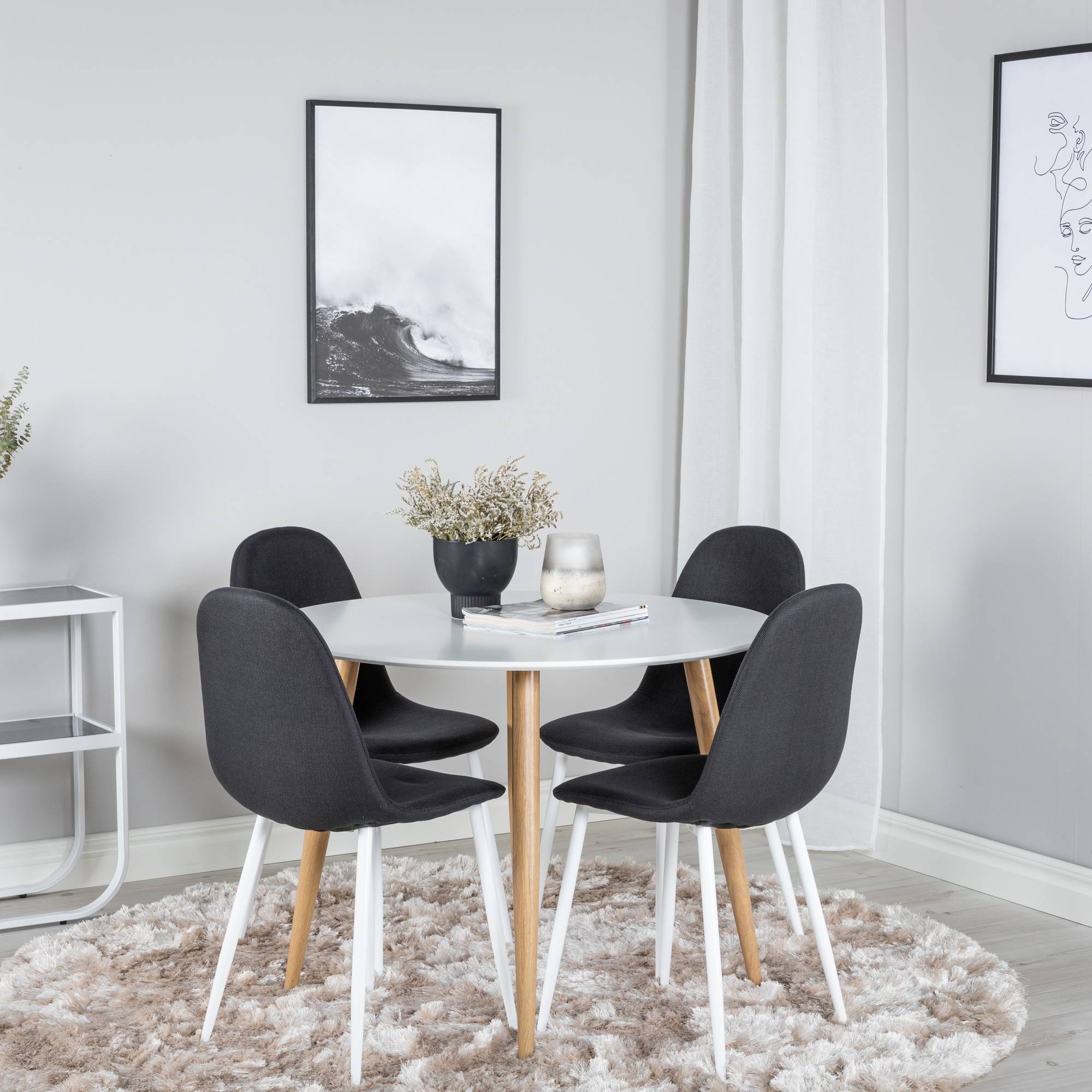 Matgrupp Basic Home Pelle Runt Matbord 100 cm med 4 Ypas Matstol