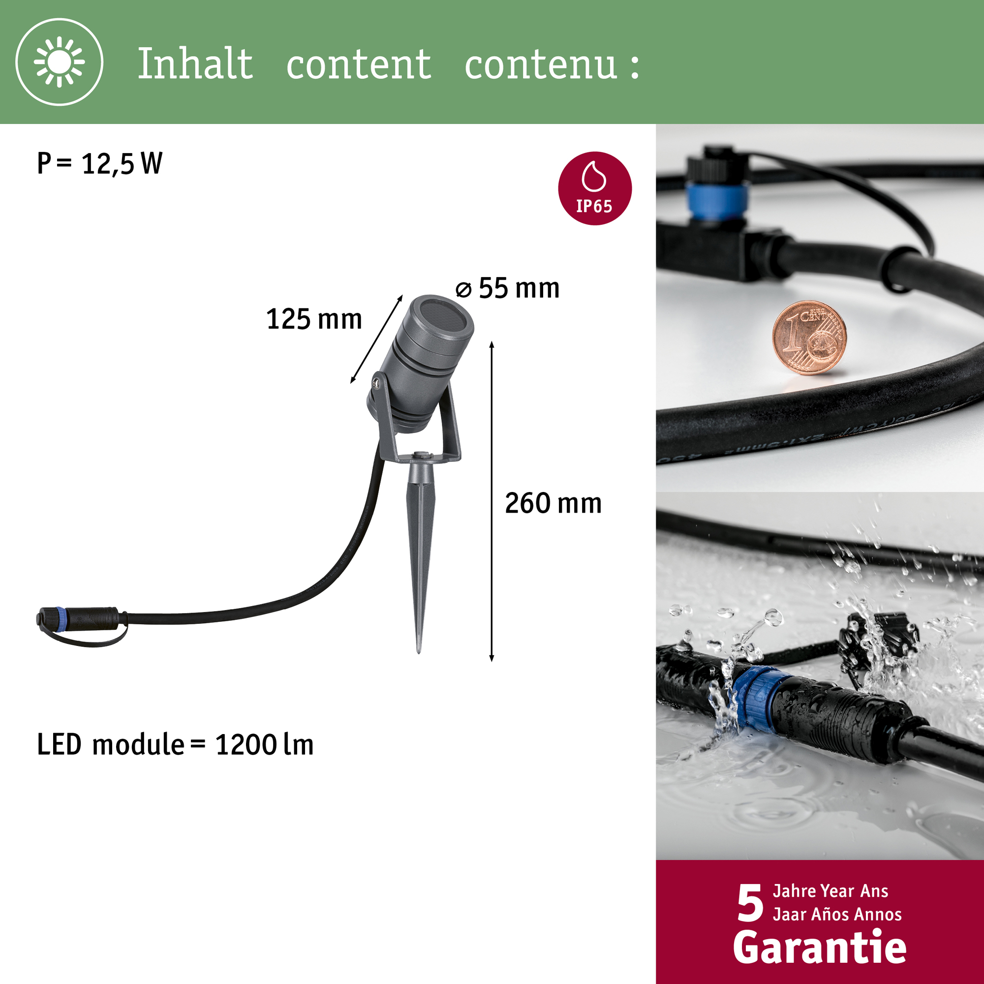 Spotlight Paulmann Radon Plug & Shine LED IP65 24V