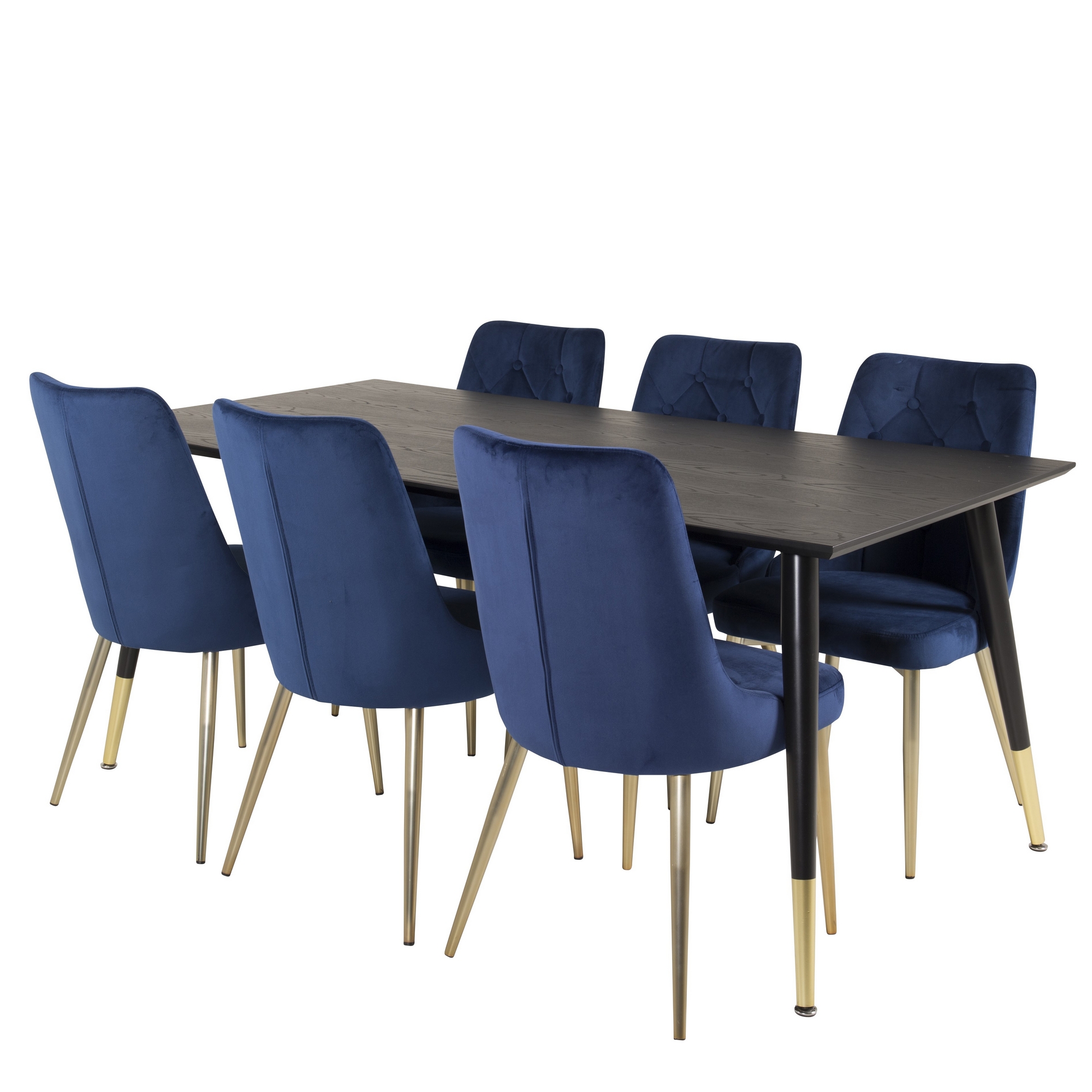 Matgrupp Venture Home Dipp med 6 Velvet Deluxe Sammet Stolar