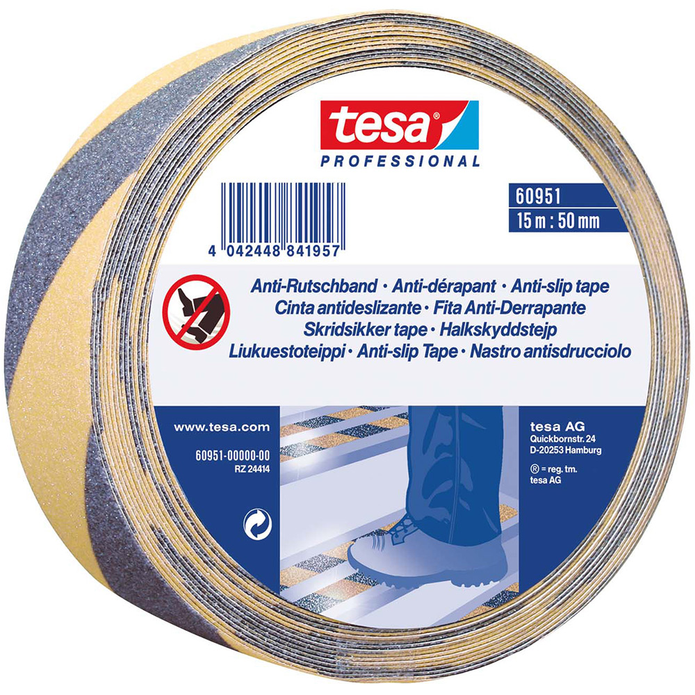 Halkskyddstejp Tesa Gul/svart 50 mm x 15 m
