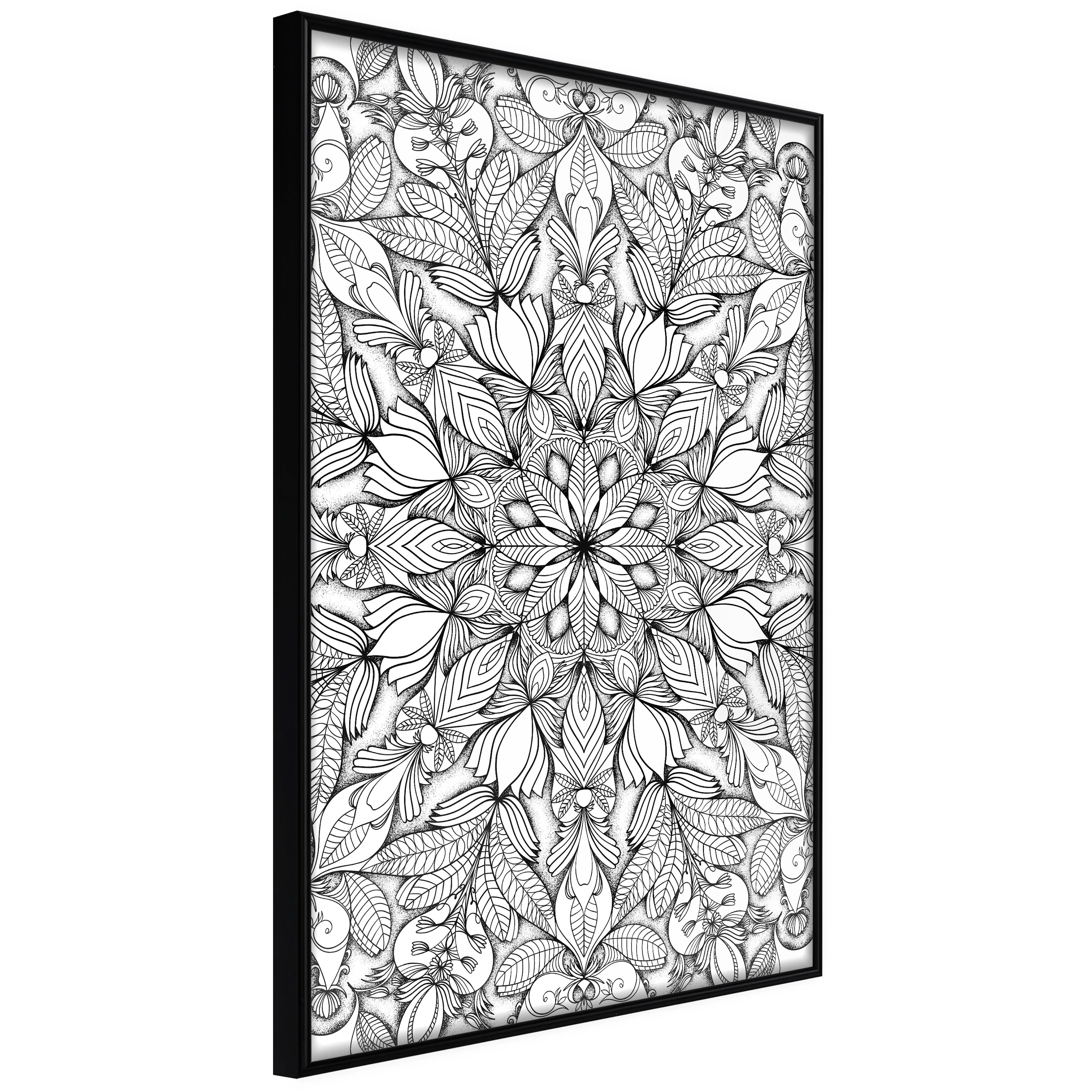 Affisch - Monochrome Mandala [Poster] 20x30 Svart ram, 20x30 cm