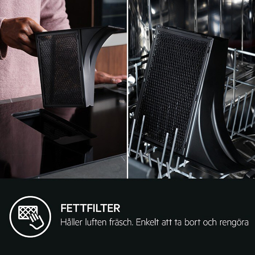 Induktionshäll AEG GCH74B01CB med Integrerad Fläkt Med Automatisk Styrning