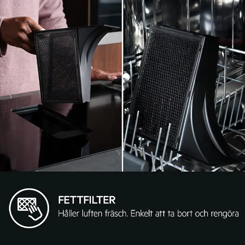 Induktionshäll AEG GCH74B01CB med Integrerad Fläkt Med Automatisk Styrning