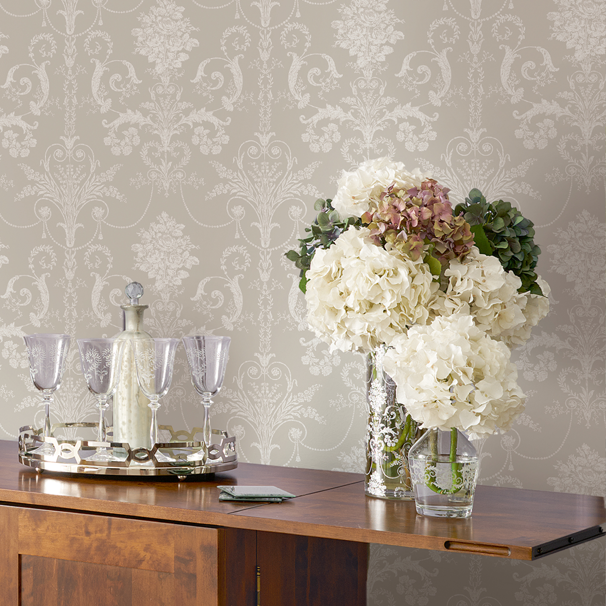 Tapet Laura Ashley Josette 113378 EasyUp, Mönstad Vit