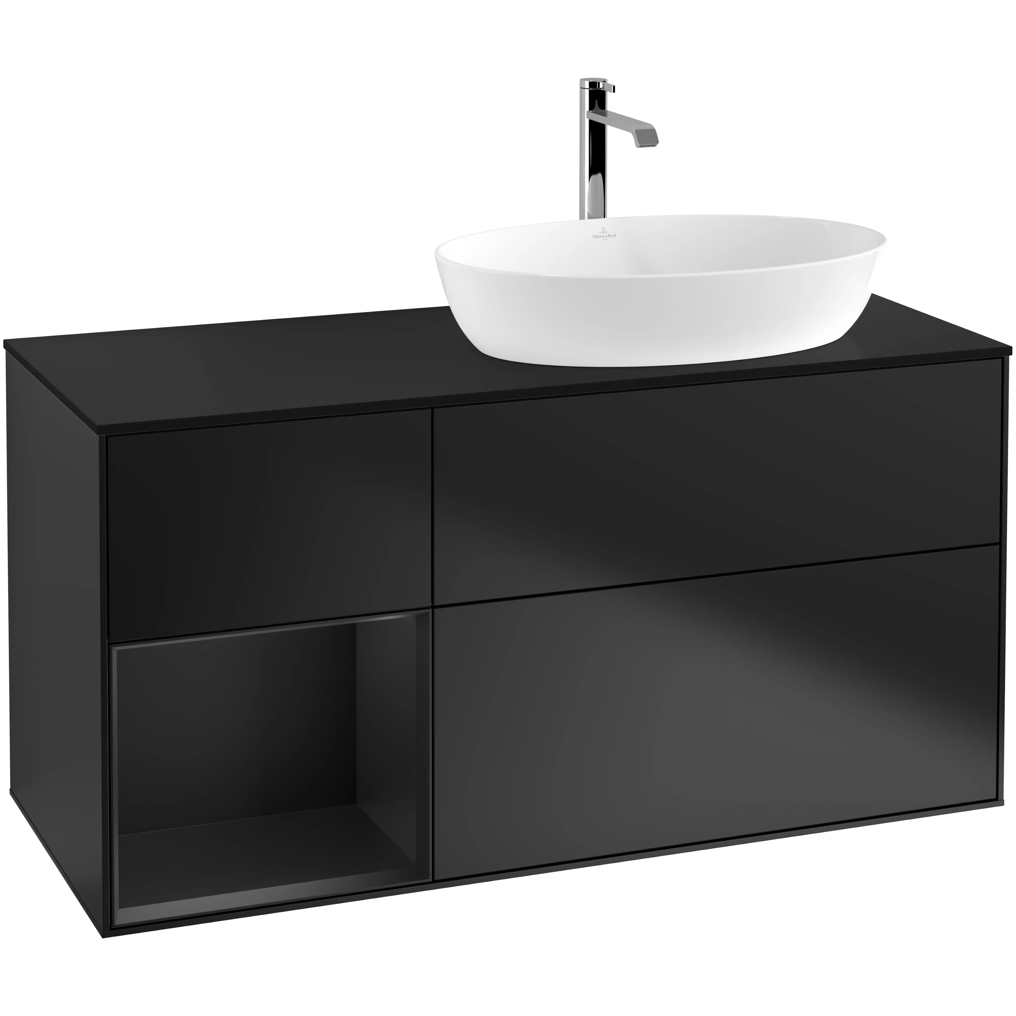 Tvättställsskåp Villeroy & Boch Finion med 3 Lådor Hylla och Bänkskiva för Ocentrerat Tvättställ från Artis & Collaro
