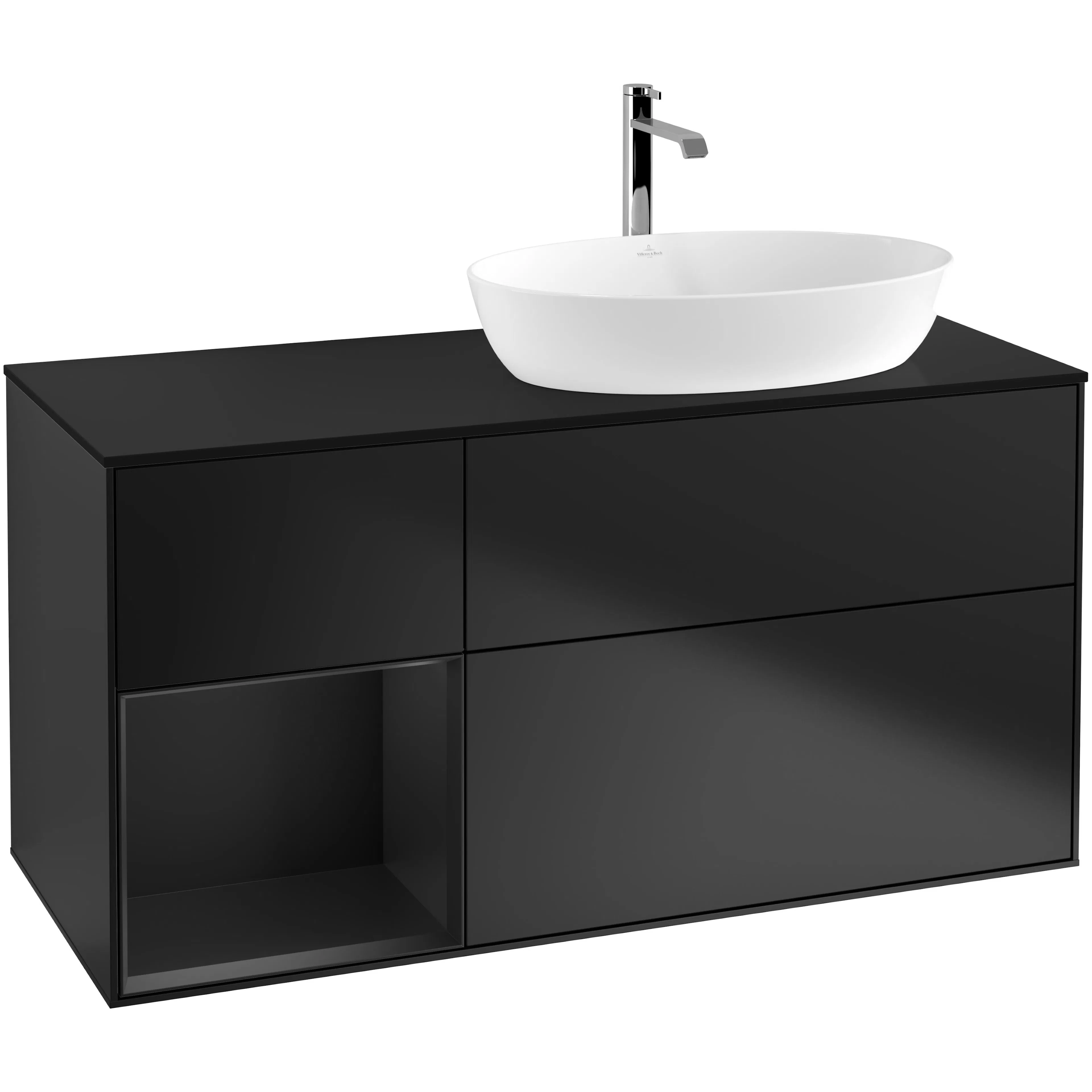 Tvättställsskåp Villeroy & Boch Finion med 3 Lådor Hylla och Bänkskiva för Ocentrerat Tvättställ från Artis & Collaro