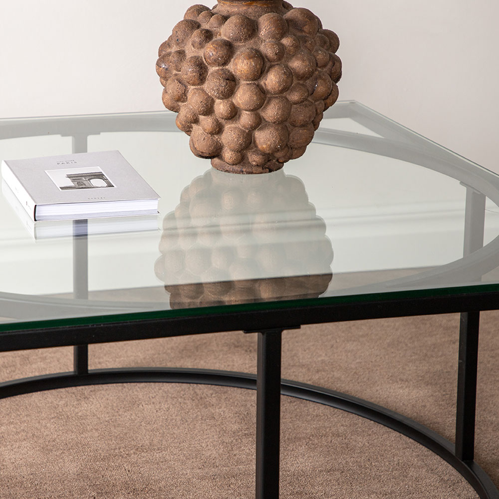 Soffbord furniture/fashion Skanör Rektangulärt Vardagsrumsbord i Glas/Stål 90x90cm