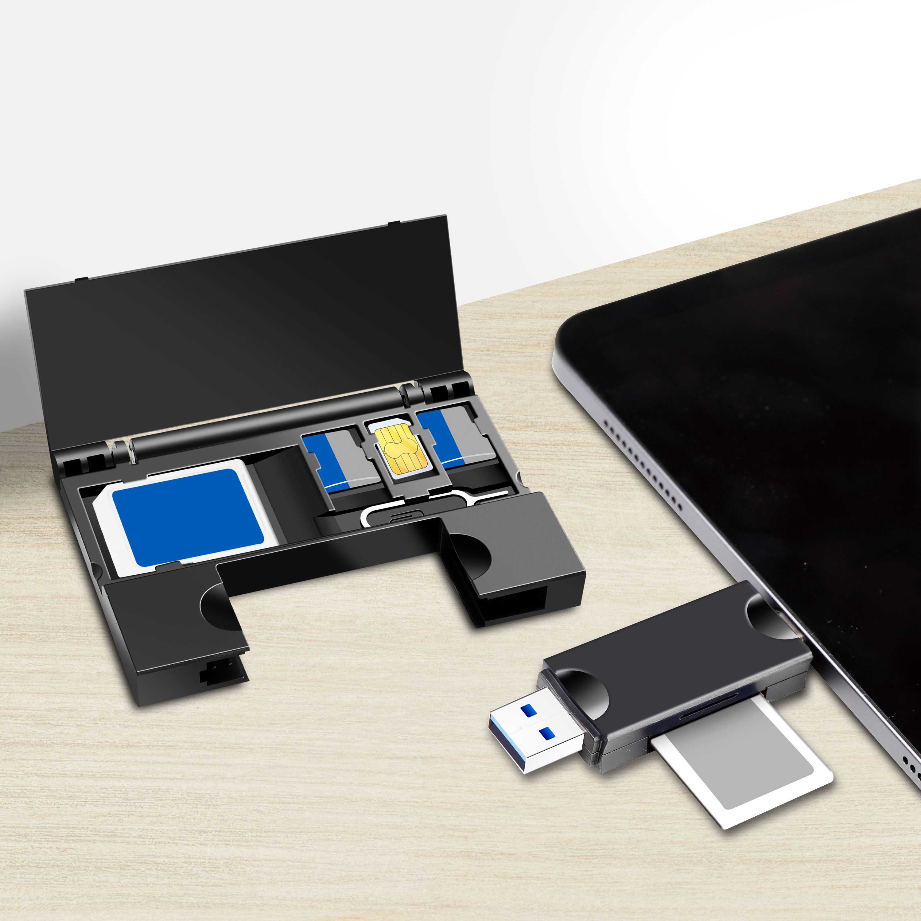 Minneskortsläsare LogiLink USB-C + USB-A MicroSD - och SD-kort inkl. Förvaring