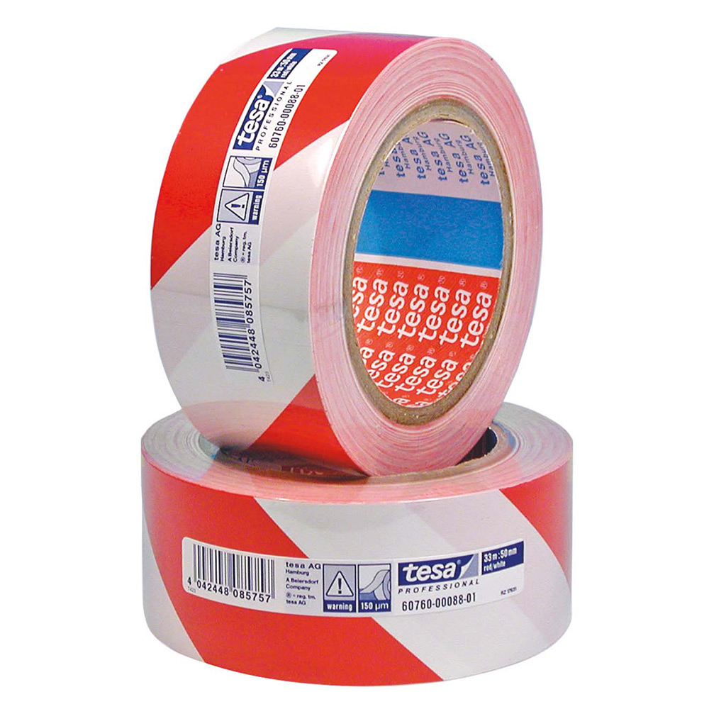 Varningstejp Tesa 50 mm 33 m Röd/Vit