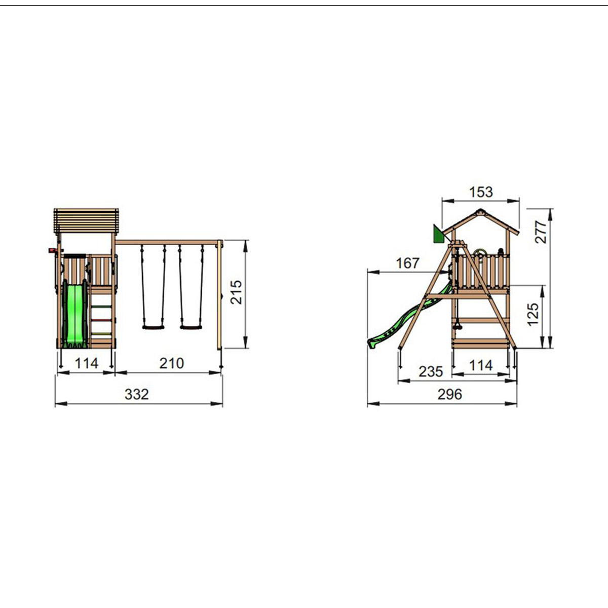Lektorn Jungle Gym Casa inkl. Swing Modul X'tra och rutschkana