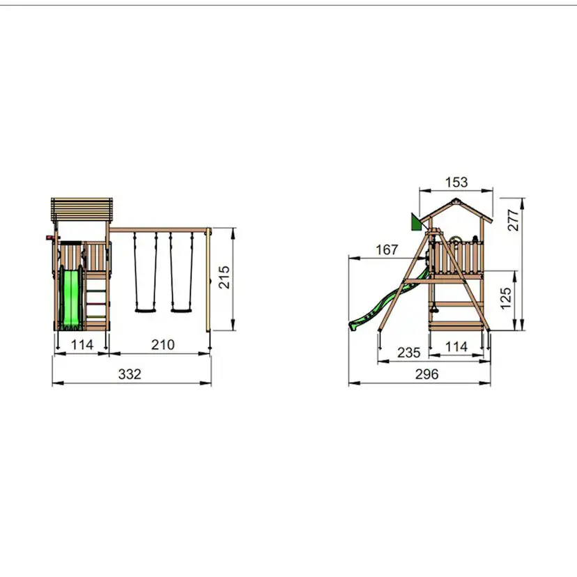 Lektorn Jungle Gym Casa inkl. Swing Modul X'tra och rutschkana