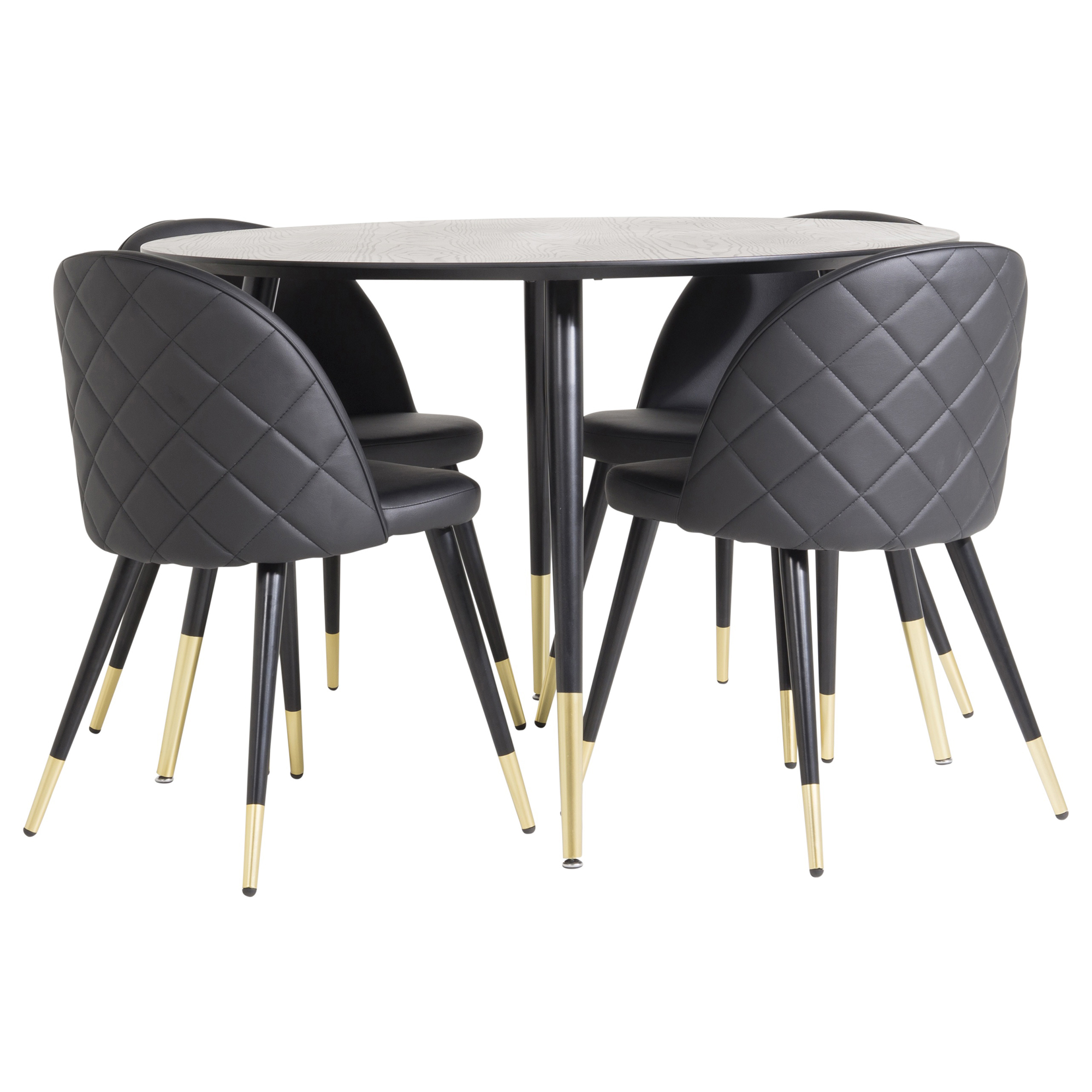 Matgrupp Venture Home Disa Rund med 4 Valentina Stolar Läder