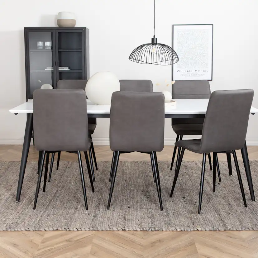 Jimmy Dining Table - Black / White HPL+Windu Lyx Chair - Bla Grå
