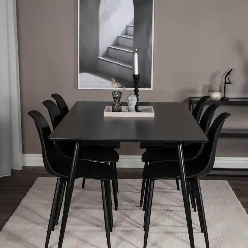 Silar Table - 180 cm-Black Melamine+Polar Chair-Black _6 Svart