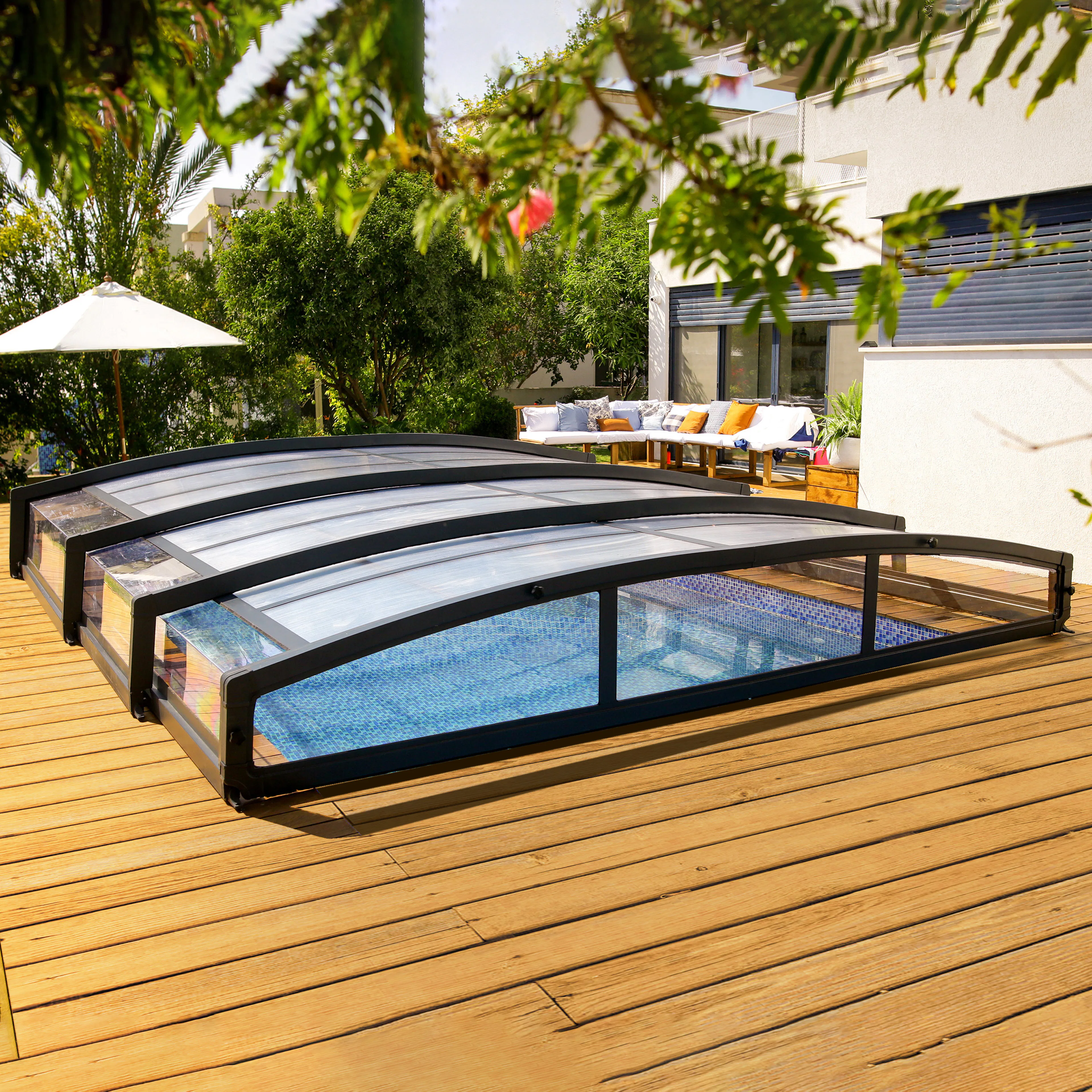 MAJORCA POOL ENCLOSURE FOR 4X8 POOL-GREY 4x8 m